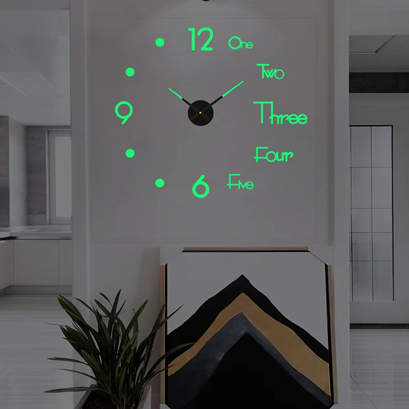 1 قطعة الإبداعية DIY 3D ساعة حائط مرآة ملصق التصمي...