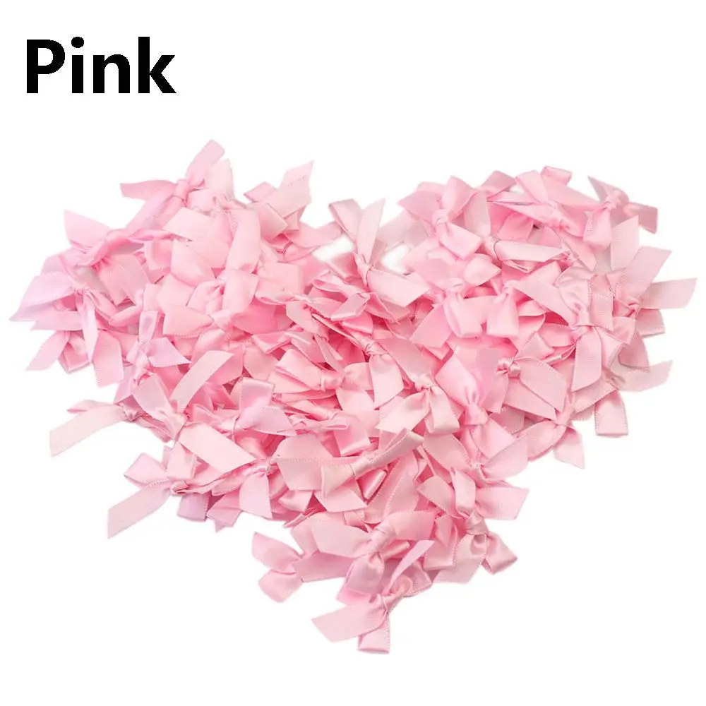 GmwyCzV 90 Pezzi Mini Fiocchi, 5X5 cm autoadesivo Fiocchetti Piccoli per Decorazioni, Bianco, Rosa Chiaro, Rosa Fiocchi di Nastro di Raso, per Festa Matrimonio Battesimo Nascita Compleanno Natale