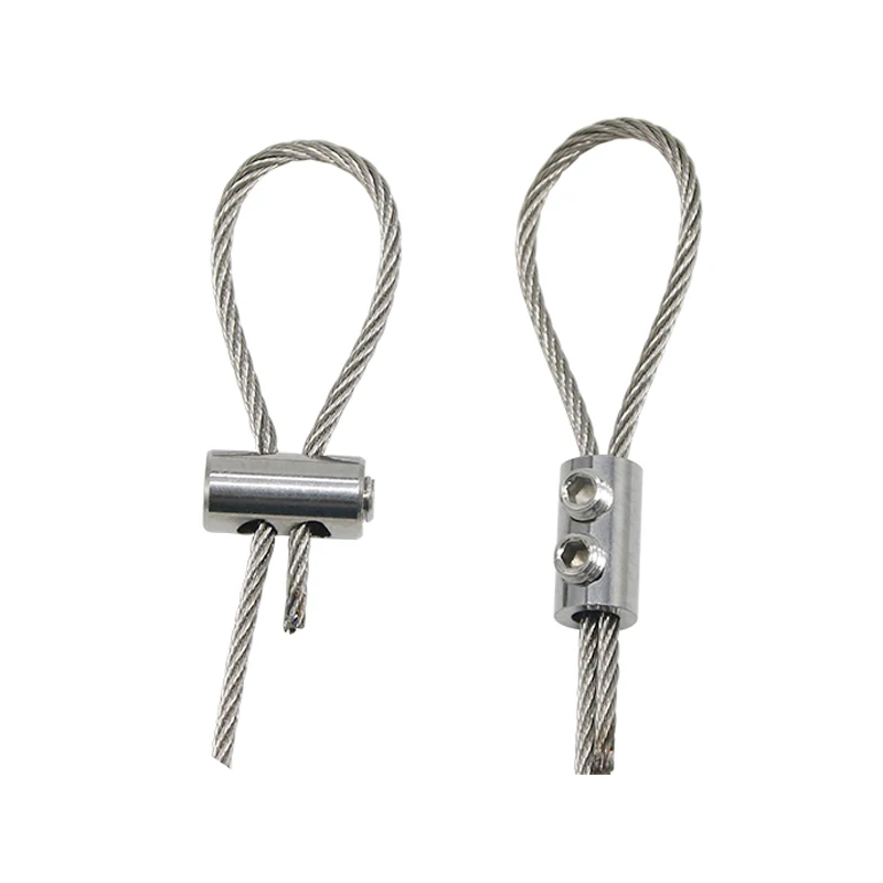 Description Picture 2 of itemFit 1~4mm Wire Rope Self-locking Device Double Hole Locking DIY Lighting Hanging Lifting Cable Fasteners Clip Adjustable Buckle
