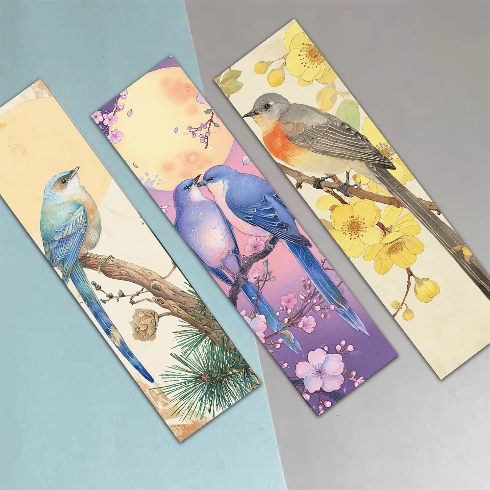 30pcs Cute Bird Bookmark Magpie Sparrow Swallow Cartoon Decoration Reading Book Page Annotation Book Students Use Paper Cards