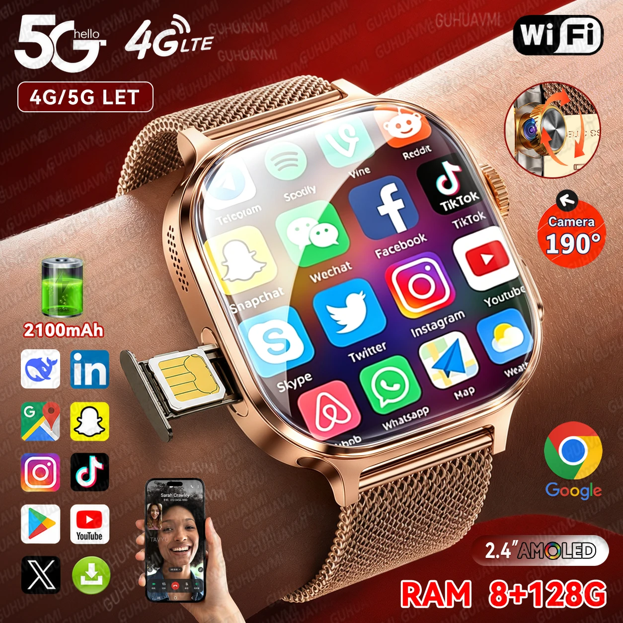 ساعة ذكية جديدة 2026 تدعم شريحة 4G/5G، ذاكرة 128 جيجابايت، كاميرا عالية الدقة 1000 واط، مكالمات فيديو، إصدار عالمي، إمكانية تحميل التطبيقات، NFC، للرجال والنساء