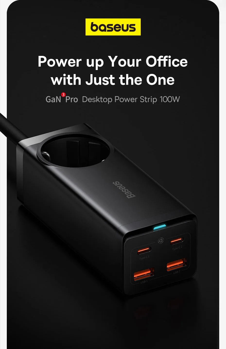 100W GaN3 Pro USB Charger Desktop Power Strip Charging Station Type C PD QC Quic