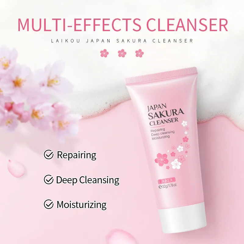 Sakura Cleanser Rich Foam Deep Clean Remove Grease Improve Oily Face Wash Cream Gentle Moisturizing Remove Blackhead facial cleanser