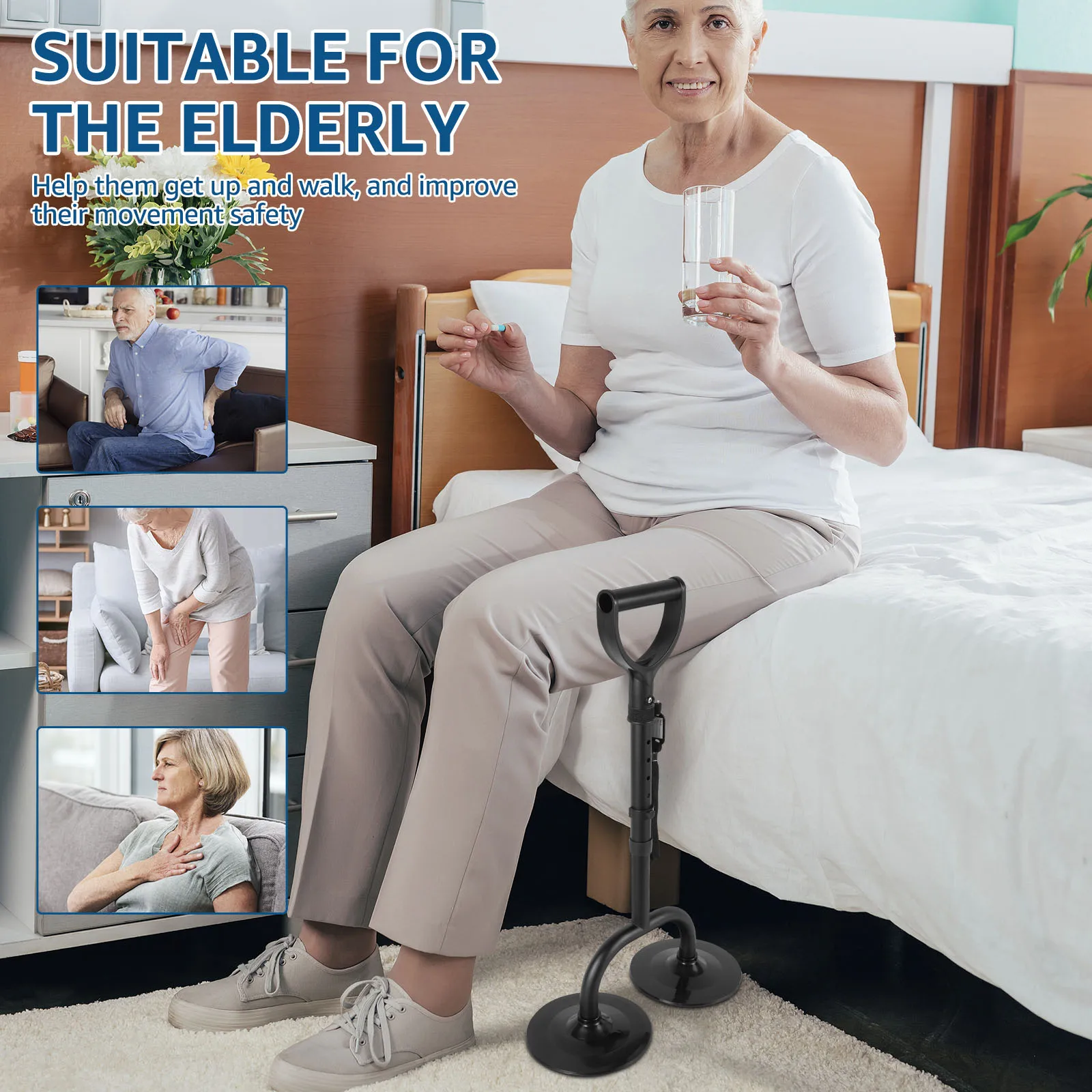 52-60CM Adjustable Mobility Aid Tool Portable Standing Assist Device With Lanyard Lightweight Standing Up Assistance for Elderly