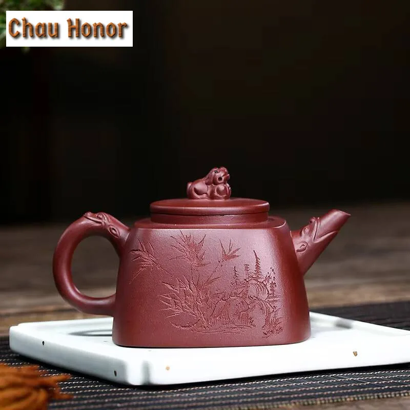 280ml Classic Yixing Purple Clay Handmade Teapot Raw Ore Zhu Mud Filter Tea Pot Household Zisha Quartet Kettle Tea Set Supplies