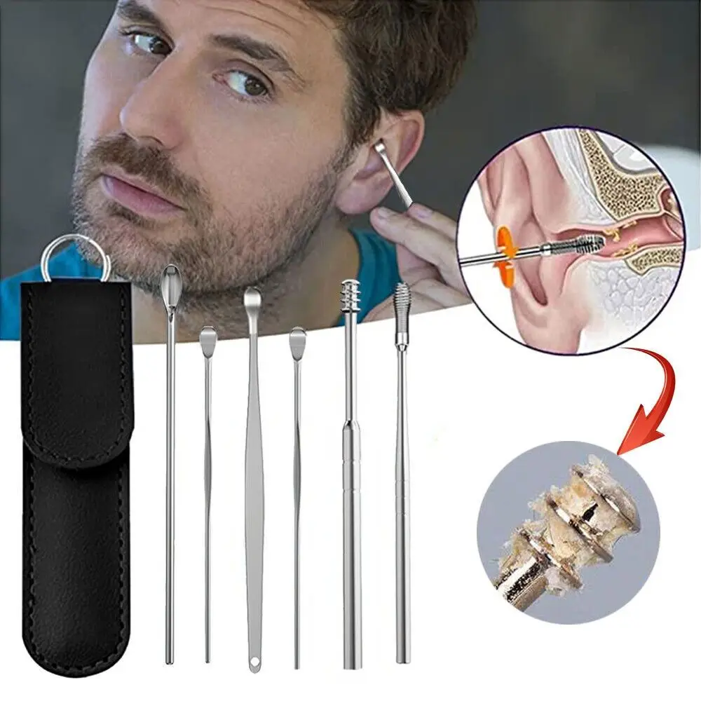 

Stainless Steel Removal Tool Ear Stick Earwax Remover 6PCS Ear Puller Earwax Cleaner Spoon Ear Wax Remover Spiral Tool