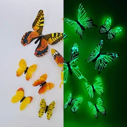 Elegant 12 - Piece 3D Luminous Butterfly Wall Art Kit - Modern Home Decor & DIY Gift Set - 12PCS (YELLOW)