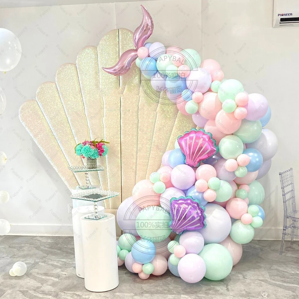 

89pcs Macarone Latex Balloons Garland Arch Kit Ocean Theme Birthday Party Decors Shell Mermaid Tail Foil Balloons Age 1-9 Globos