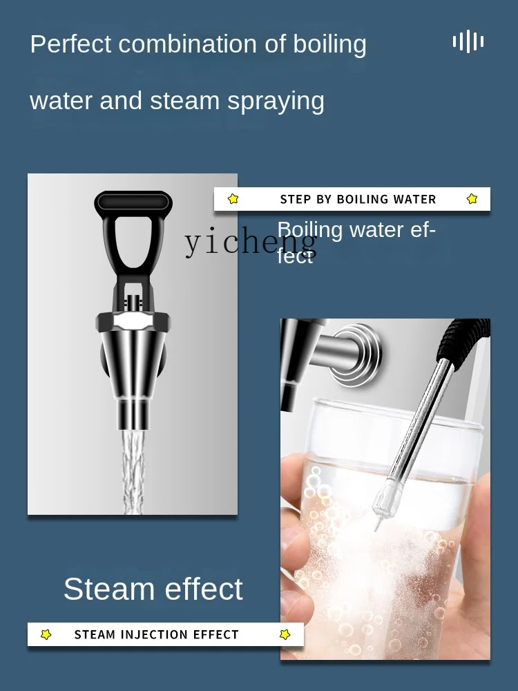 ZK Steam Water Boiler Commercial Restaurant Bar Milk Tea Shop Step-by-Step Stainless Steel Single Milk Frother 3