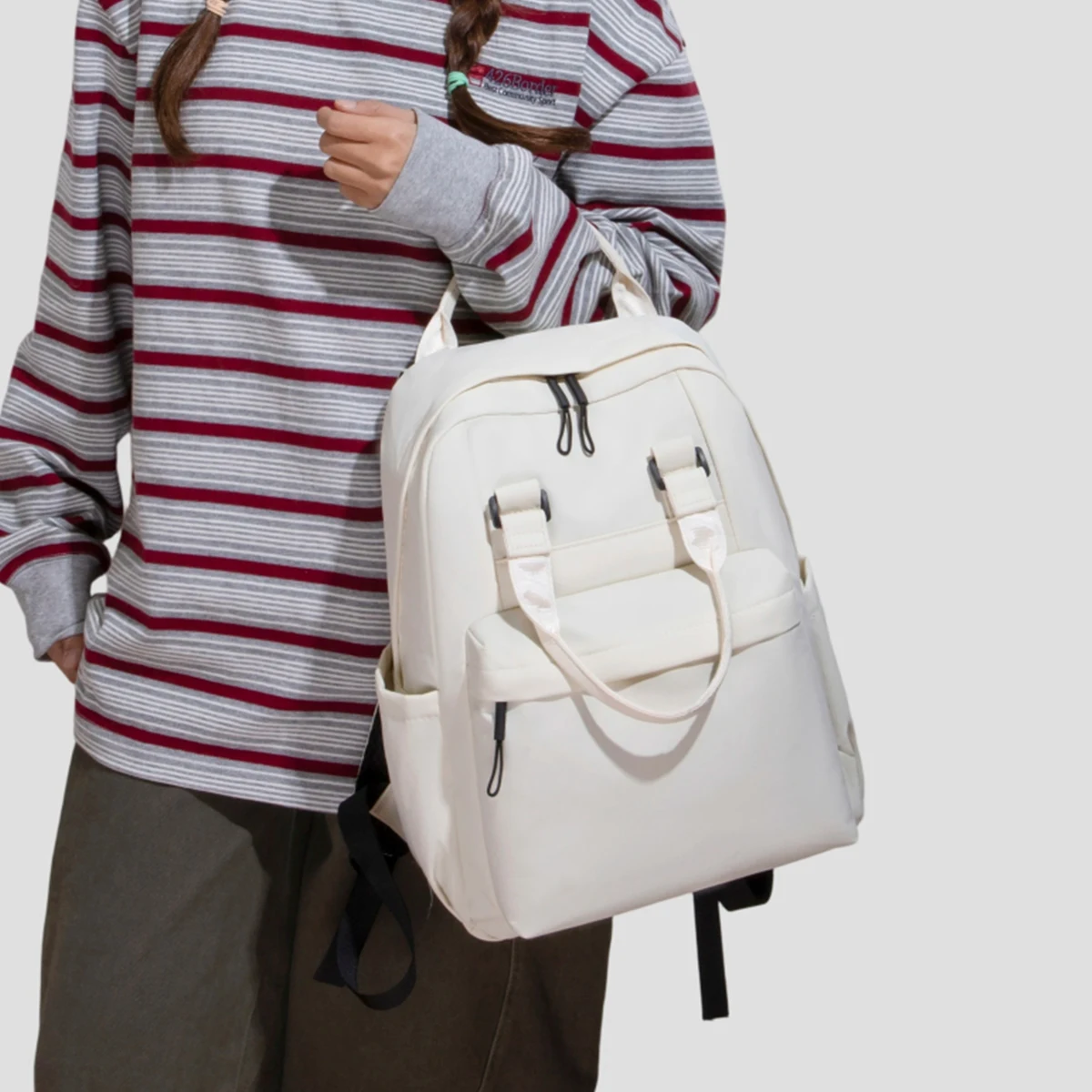 Women's New Versatile Canvas Backpack, Lightweight Commuter Travel Backpack, Large Capacity Student School Bag, Women's Bag for Work and Childcare