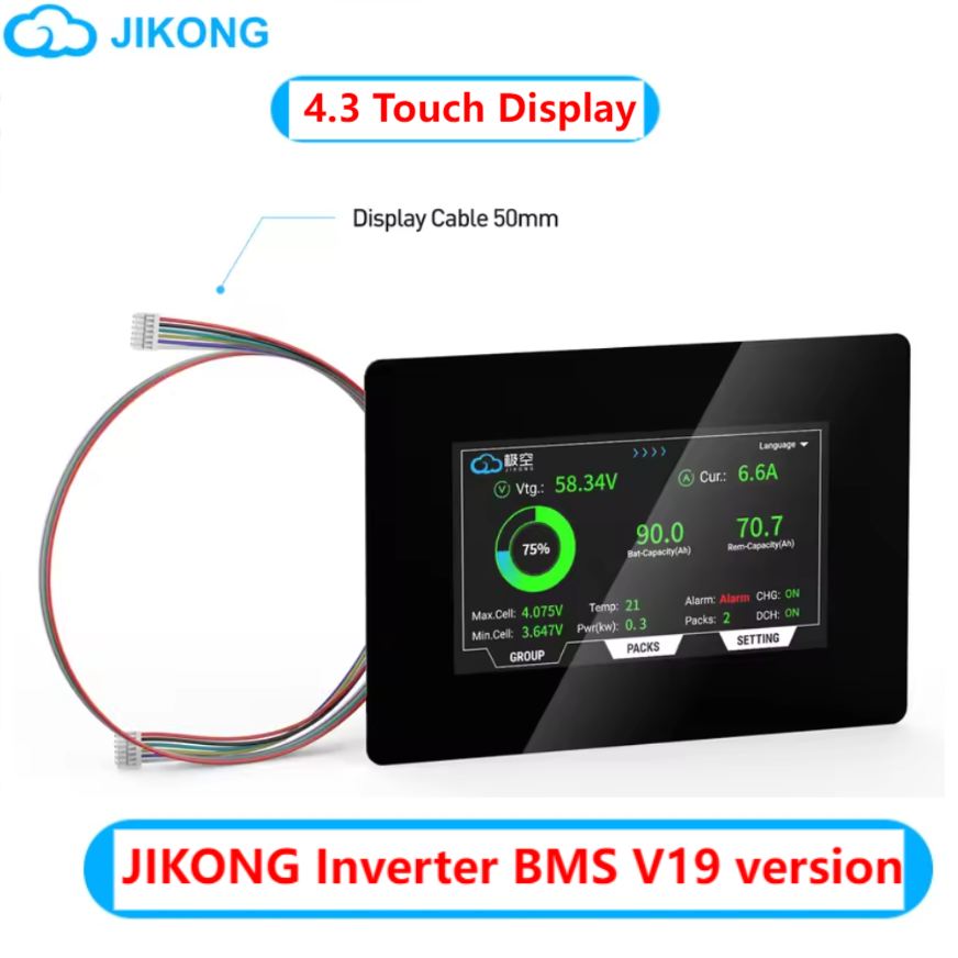 JIKONG BMS 4.3 inch Screen Display JK BMS accessory 4.3 LCD V19 Bms Accessories Intelligent Battery Level Indicator JK BMS V19