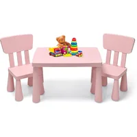 Kids Table and Chair Set, Plastic Children Activity Table and 2 Chairs for Art Craft, Easy-Clean Tabletop, for Daycare Playroom 1