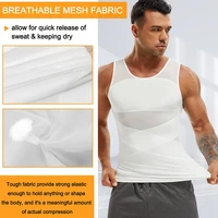 Chemise de Compression pour hommes, maillot de corps amincissant, débardeur Gynomastica, sans manches, gilet en maille, costume croisé 3XL 2