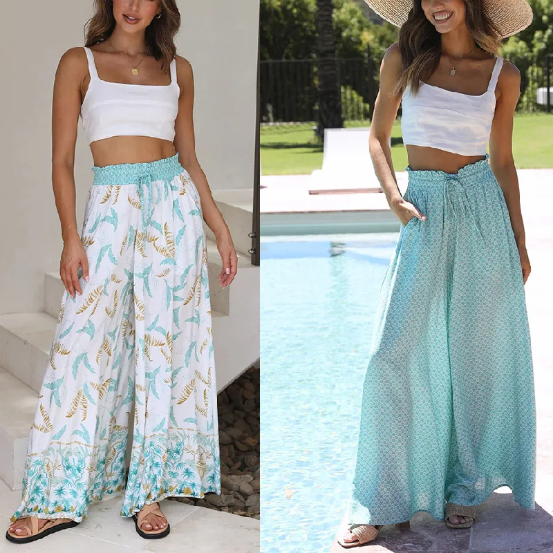 

Women's Bohemian Flower Pant Casual Wide Leg Pants Spring Summer Female Fashion Ladies 2023