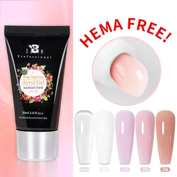 BOZLIN Hema Free Poly Nail Gel 30ML Gel acrilico Estensione delle dita Gelatina trasparente Estensione per nail art Costruzione rapida Soak Off UV 1
