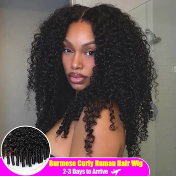 180% Density Burmese Curly 13x4 13x6 HD Lace Frontal Wigs Human Hair Deep Wave Glueless Wigs No Glue Curly Hair Wigs For Women 1