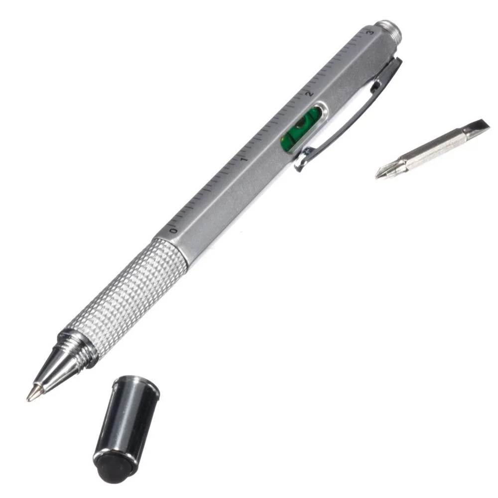 Multi Tool 6 In 1 Touch Ballpoint Stylus Pen With Spirit Level Ruler Screwdriver Office School Supplies