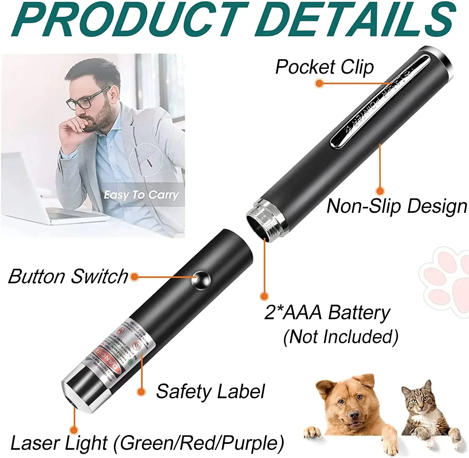 Red Laser Pointer Flashlight Lightweight Energy Saving Lighting Equipment Command Pen Adjustable Star Hat