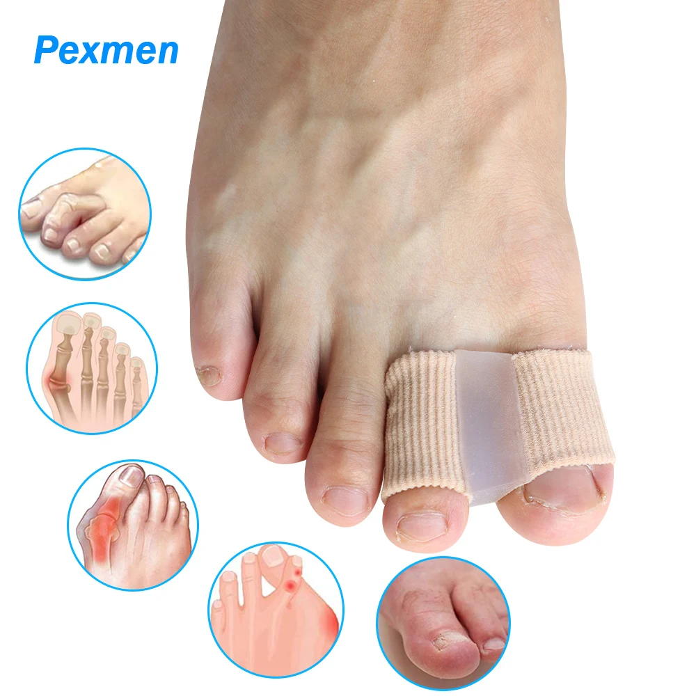 Pexmen Toe Separator Spacers Fabric Bunion Corrector with Gel Lining for Bunion Pain Relief and Overlapping Toe Foot Care Tool