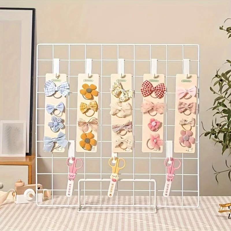 Grid Art and Photo Racks, Modern Metal Display Brackets for Grid Panels, Desktop Stands, and Jewelry Booth Racks