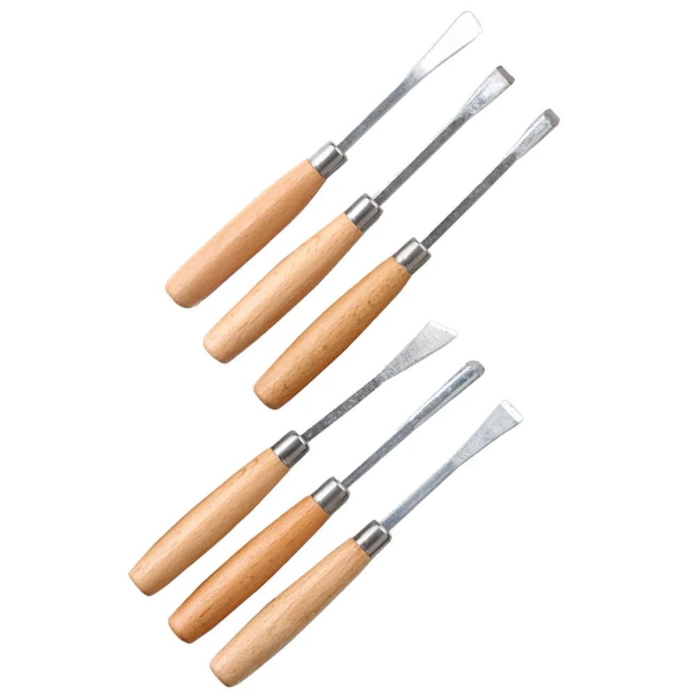 

6pcs Woodworking Scraper Chisels Tool 165mm Hand Carving DIY Flat Spatula Chisel Carbon Steel Cutter For Carpenters Carvers