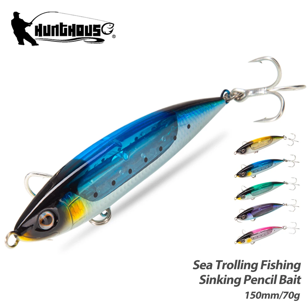 

Hunthouse Stickbait Sinking Pencil Fishing Lure 150mm 68g GT Sea Fishing Lure Saltwater Stick Artificial Hard Bait Flash Blade