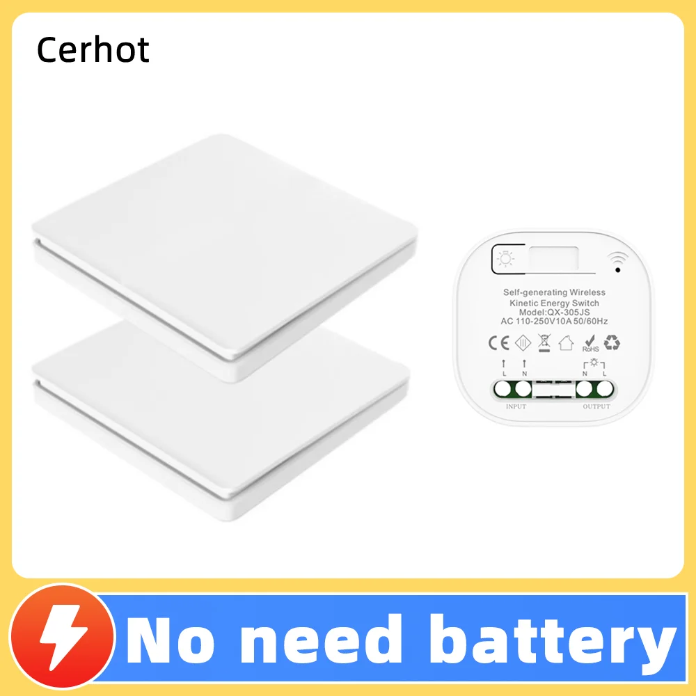 

Wireless self-powered switch household remote control Push button switch on off Wall Light Switch without battery Waterproof