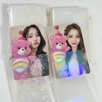 MINKYS Glittery Love Heart Laser 50pcs Kpop Toploader Card Photocard Sleeves Idol Photo Cards Protective Storage Bag 1