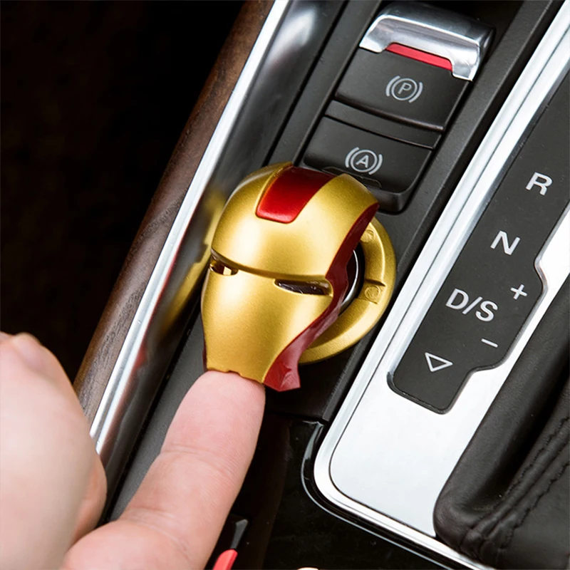 Marvel Spiderman Iron Man ABS plastic Car Interior Sticker Anime Figure Engine Ignition Start Switch Button Cover Trim Toys |