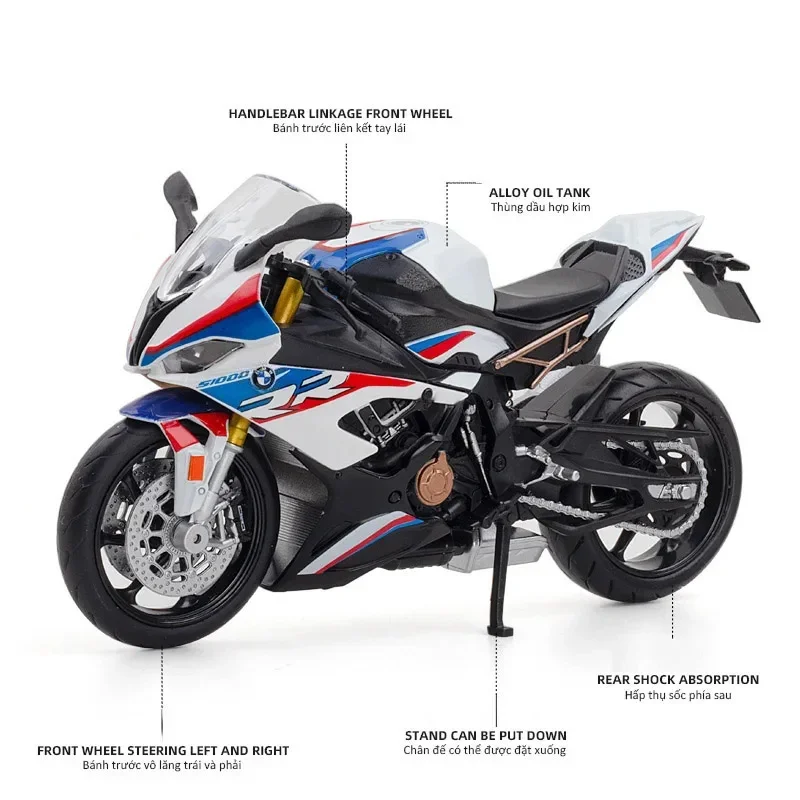 1/12 BMW S1000RR Motorcycle Toy 1:12 RMZ City Diecast Metal Racing Model Super Sport Miniature Collection Gift For Boy Children 3