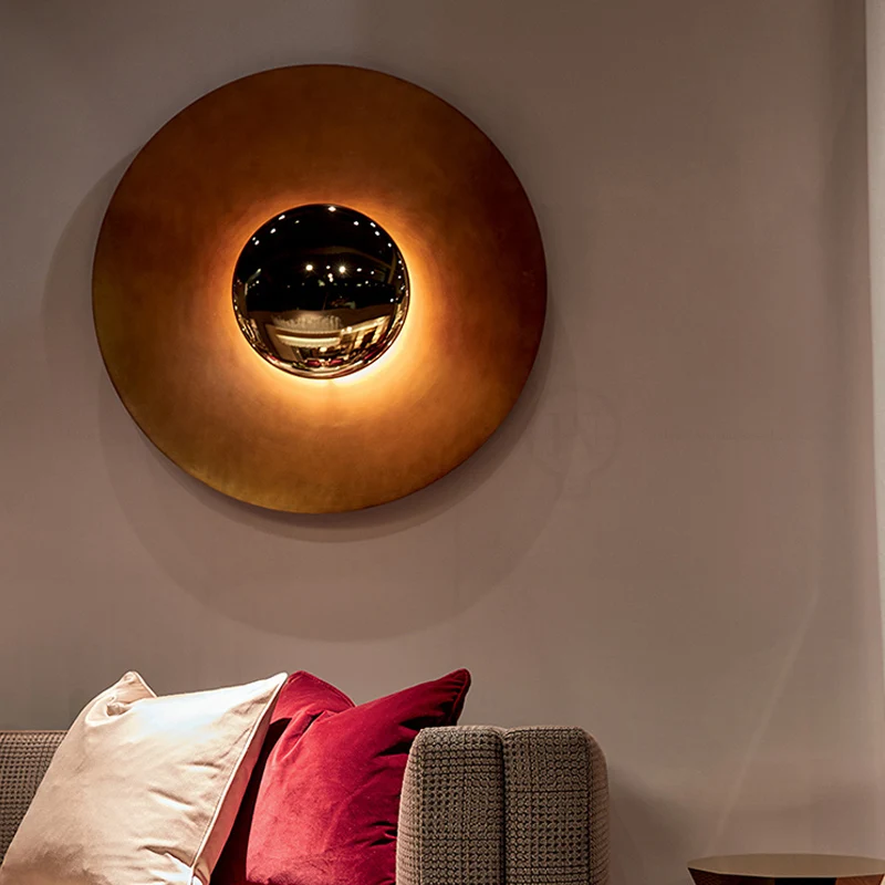 Modern led wall light Round iron wall lamp Nordic creative color living room TV home decor lighting fixture stair bedside lamps