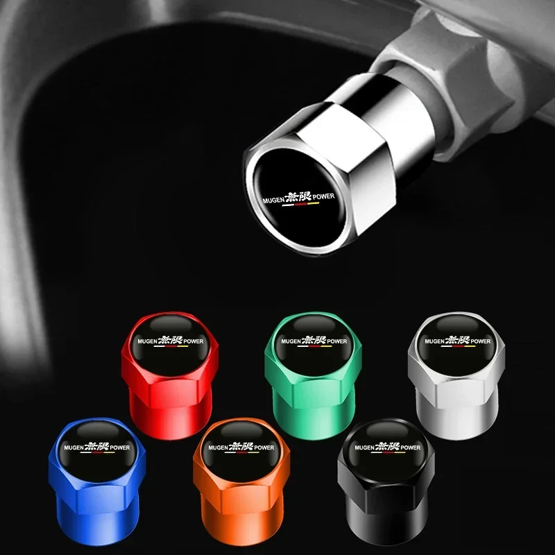 Car Wheel Tire Valve Caps Dust Proof Covers Stem Air Caps For Honda Mugen Power Civic Accord CRV Hrv Jazz Accessories 4pcs