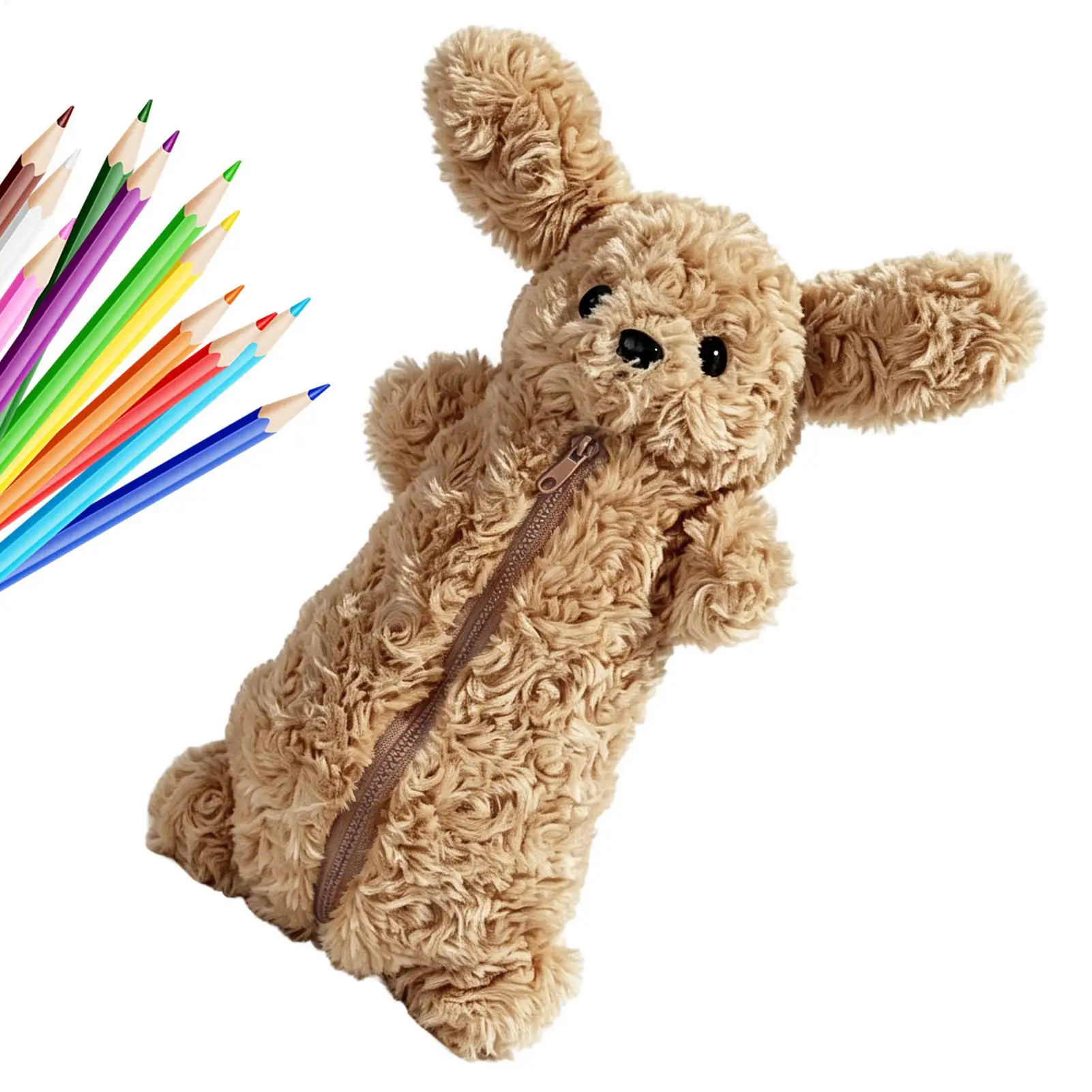 Astuccio per Matite a Forma di Cucciolo, Portamatite Carino in Peluche Morbido, Grande Capacità, per Studenti e Cancelleria Scolastica - immagine 5
