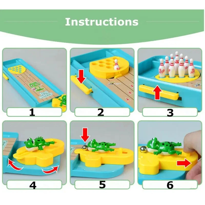 Board Game Toy Bowling Game Toy Mini Desktop Frog Bowling Game Toy Funny Indoor Parent-Child Interactive Table Sports Game Toy Bowling Educational Gift For Kids board game bowling game toy board game toy