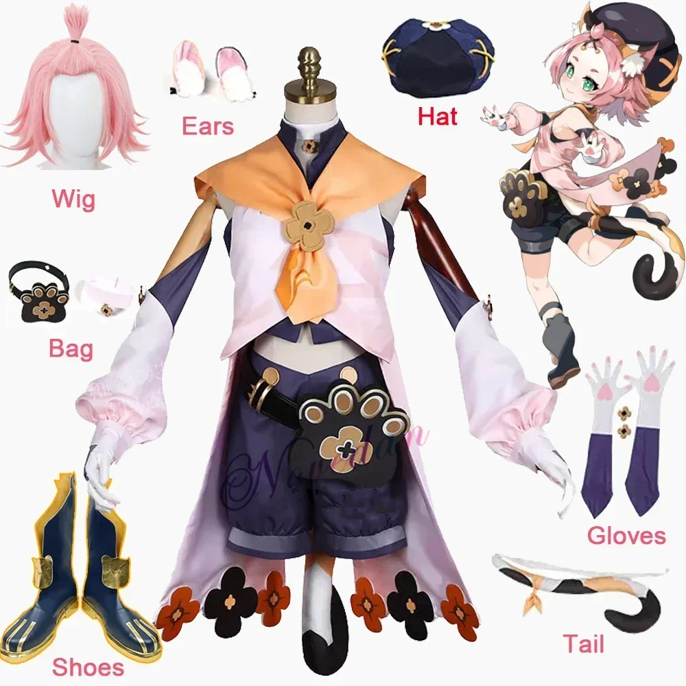 

Anime Genshin Impact Mondstadt Diona Wig Uniform Shoes Outfit Games Cosplay Costumes