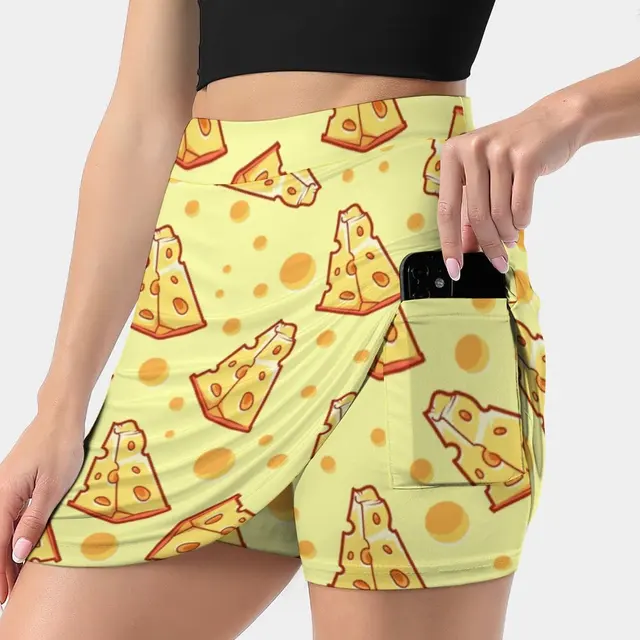 Pattern With A Slice Of Cheese On A Light Yellow Background Womens Skirt