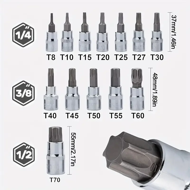 Bussola Torx T45 1/2" Con 6 Punte - Adattatore Per Chiavi Elettriche E Cricchetto