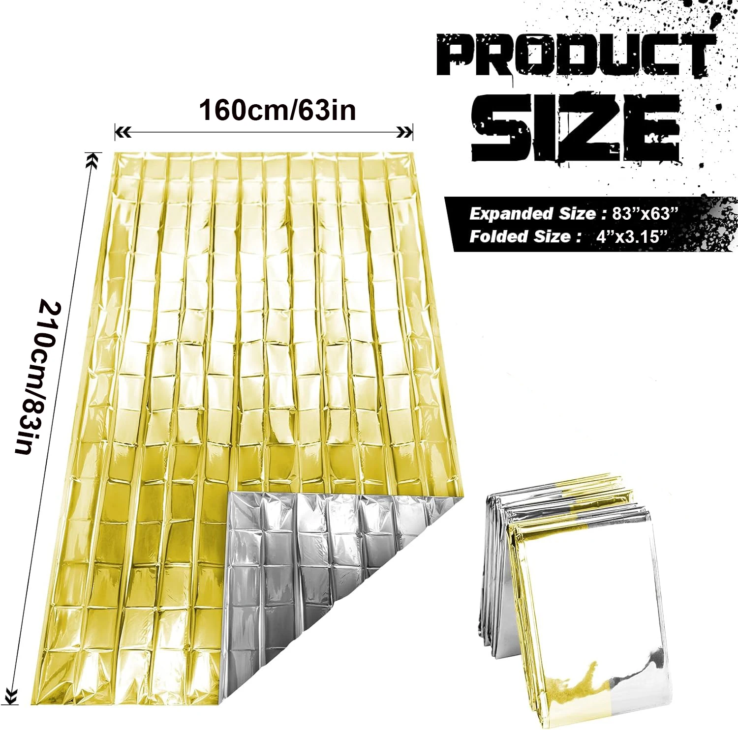 Emergency And Survival Foil Thermal Space Blanket Gold/Silver for Outdoors Hiking Marathons