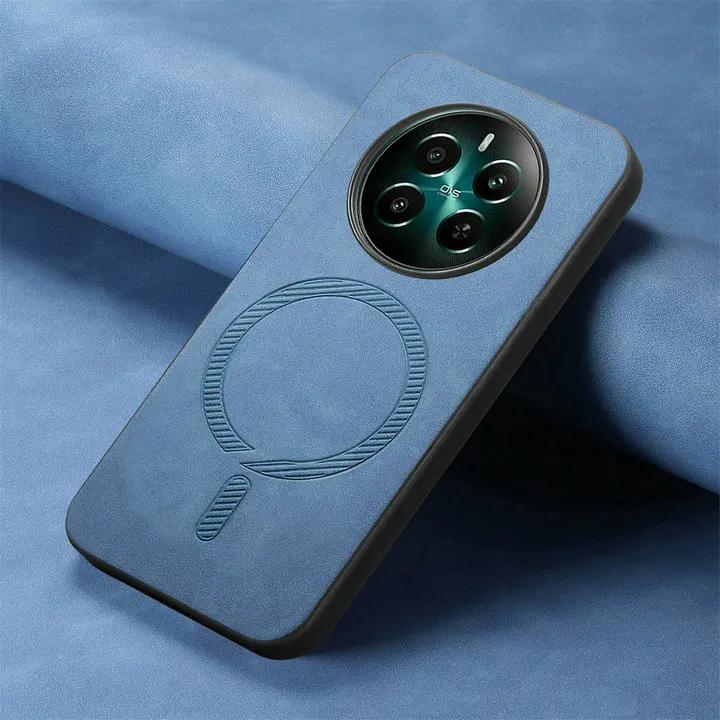 Luxury Leather Magnetic Back Panel Case with Wireless Charging Capability