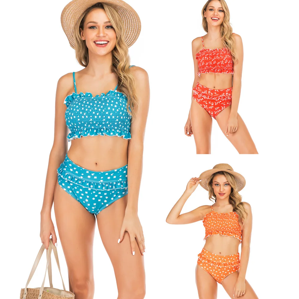 Beach Bathing Suit Swimwear Swimsuit Bra Bikini Set New Plus Size Women Low Waist Bikinis Solid Wire Free Fits Smaller Than