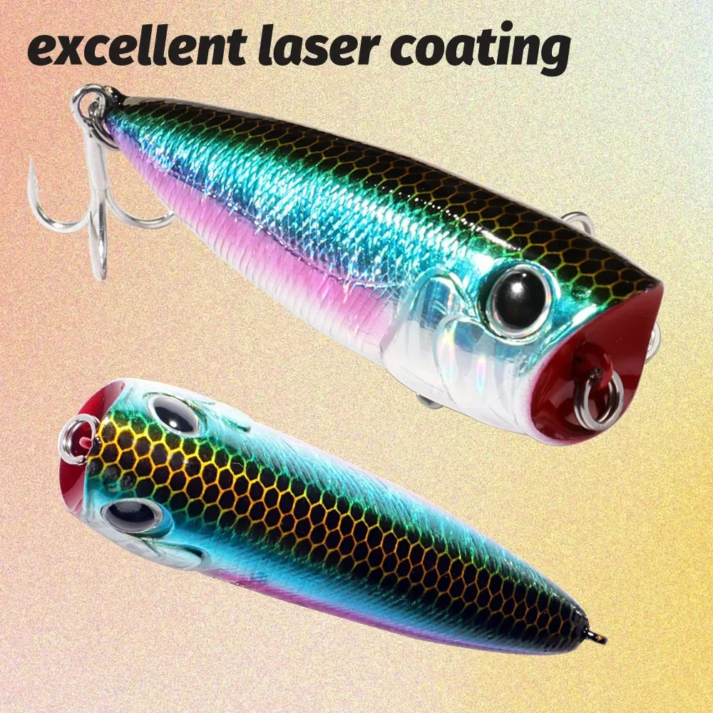 Top Water Popper 8g 6.5cm Lure Steel Ball Copper Ballast Balance Pesca Wobbler Floating Minnow Hook Tackle Rattle Cranbait Bait - 4