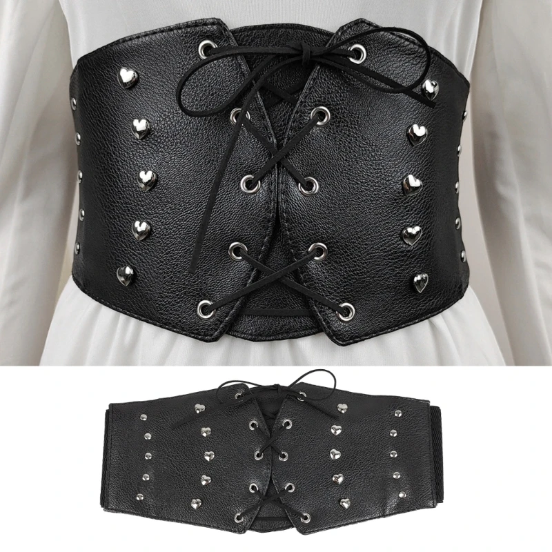 

Wide Waist Rope Stretchy Corset Women Elastic Belt with Adjustable Self-Tie Rope