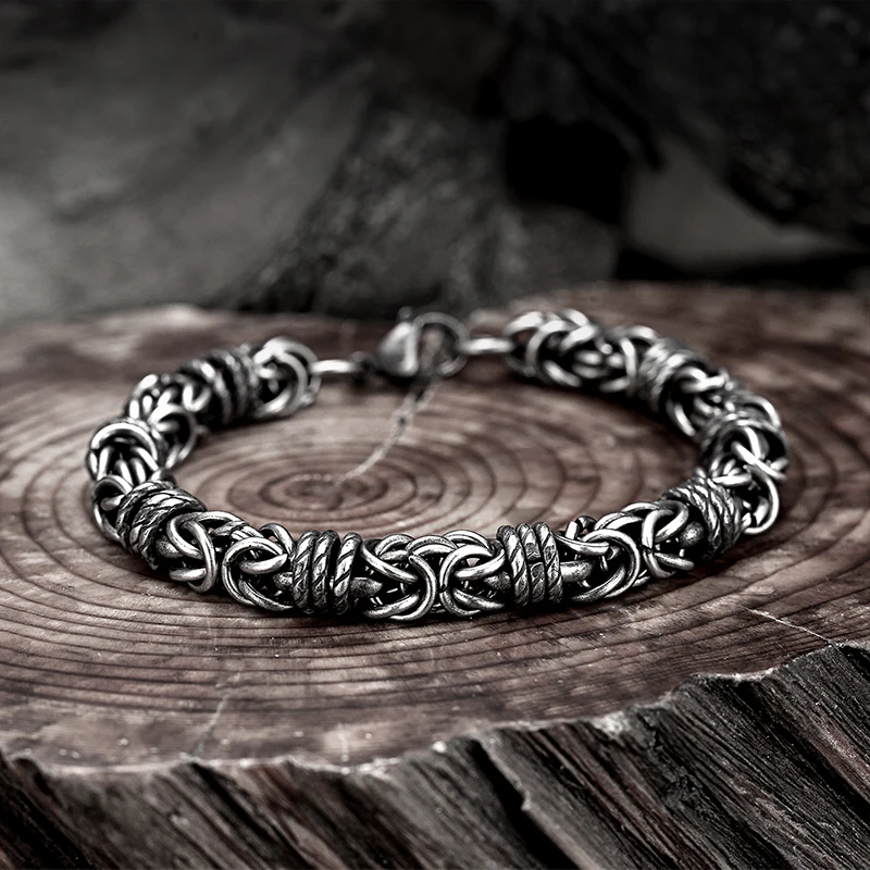 Vintage Braided Stainless Steel Men's Bracelet Hip Hop Simple Braided Lantern Hand Chain For Male boyfriend Trendy Bangle Gifts 5