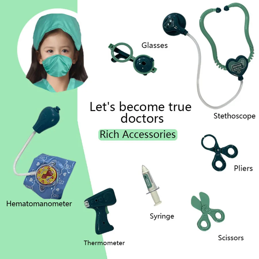 Children Doctor Clothing Medical Equipment Pretend Play Toy Nurse Uniform Role Playing Set Halloween Cosplay Costume Toys Girl