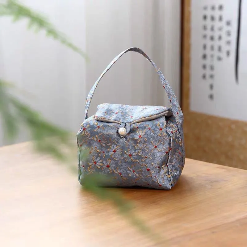 Chinese Brocade Style Travel Tea Set Storage Bag Kung Fu Tea Storage Bag Portable Cloth Small Teapot Cloth ZE967