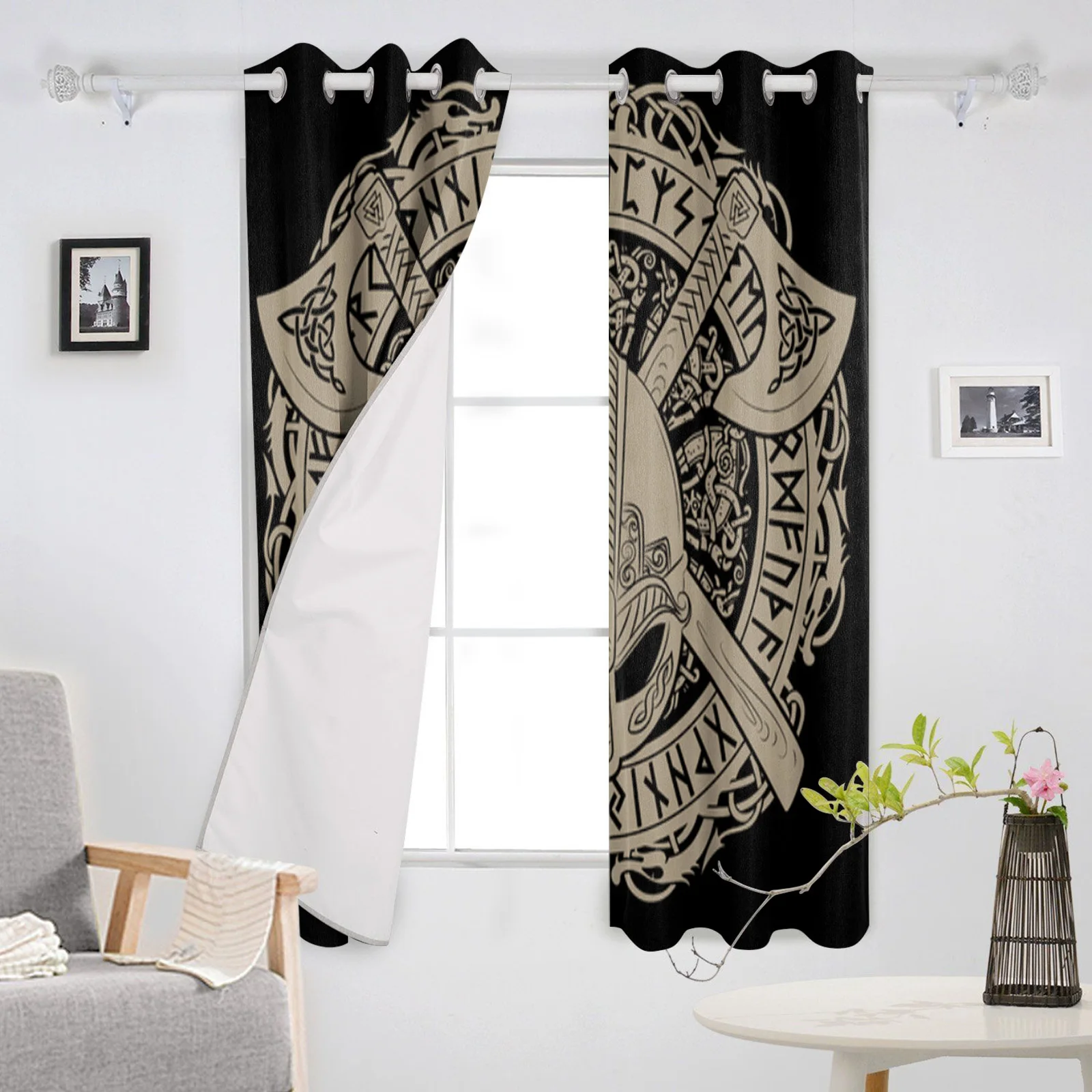 Viking Pattern Window Curtain For Living Room Bedroom Luxury Home Kitchen Decor Items Curtains 5