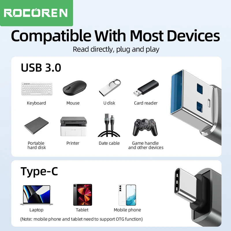 Rocoren OTG Adapter USB Type C Male To USB A 3.0 Female Converter For MacBook Samsung S22 S20 Android TypeC USBC OTG Connector Best Sellers In Phones Accessories Rocoren OTG Adapter USB Type C Male To USB A 3.0 Female Converter For MacBook Samsung S22 S20 Android TypeC USBC OTG Connector Best Sellers In Phones Accessories