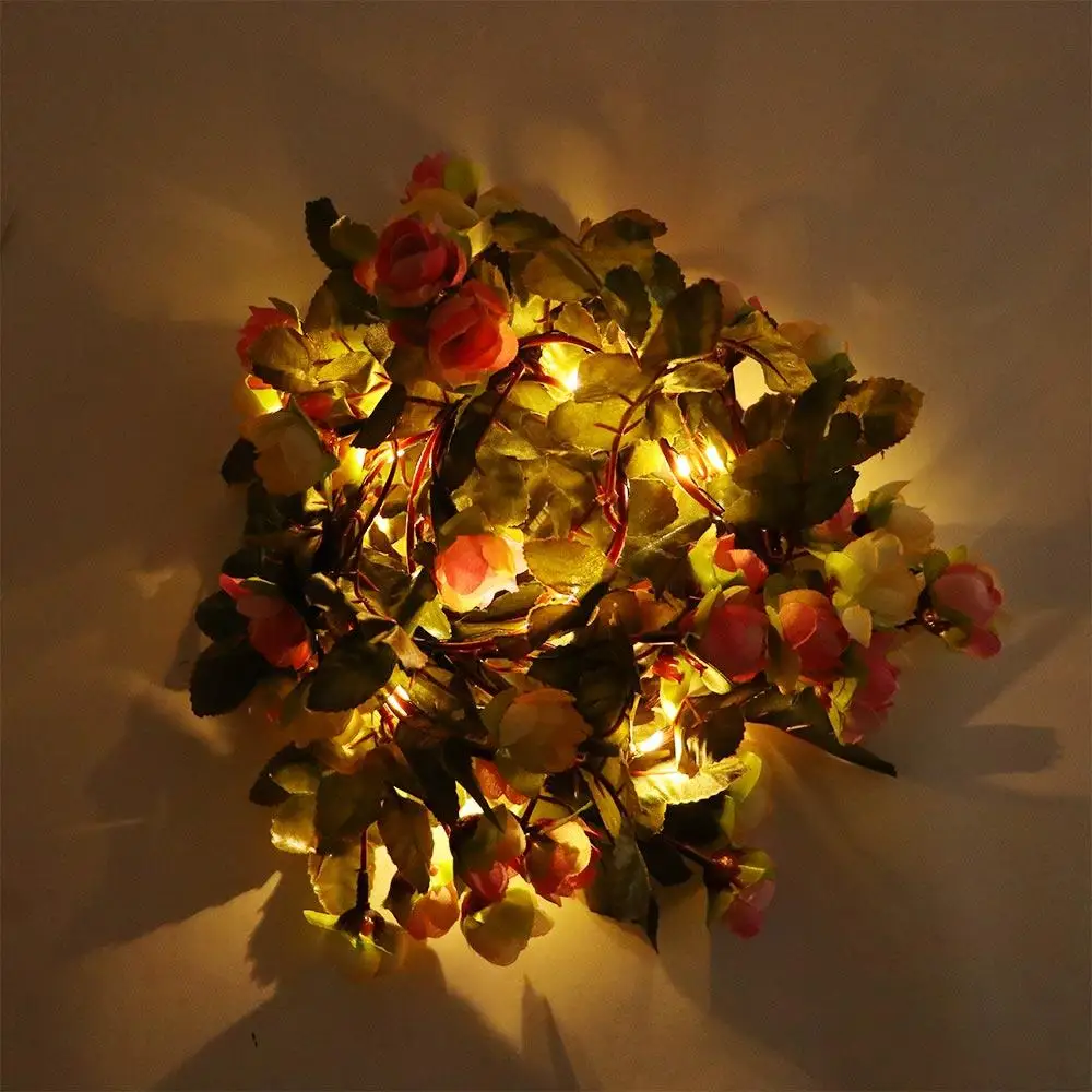 

2M Leaf Event Party Decoration Garland Christmas Wedding Artificial Rose Flower String Light Vine Lamp Fairy Light