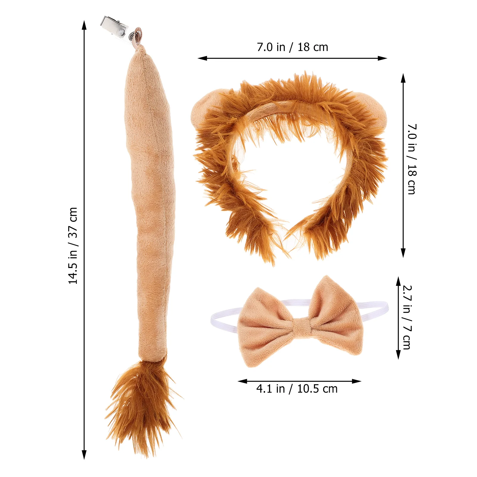 Children's Performance Lion Headband Set Plush Bow Tie Halloween Costumes Accessories Animal Tails Fabric Cosplay Ears Newborn 4