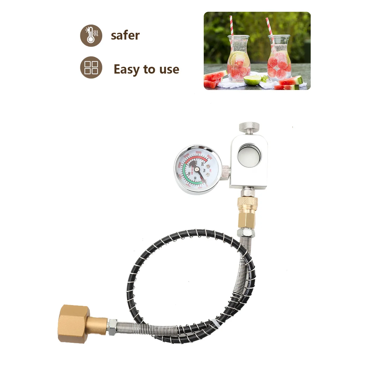 Sodastream Soda Bottle Inflation Hose Connector Inflation Valve With Table 1500 PSI Transfer Adapter + 50cm High-Pressure Hose